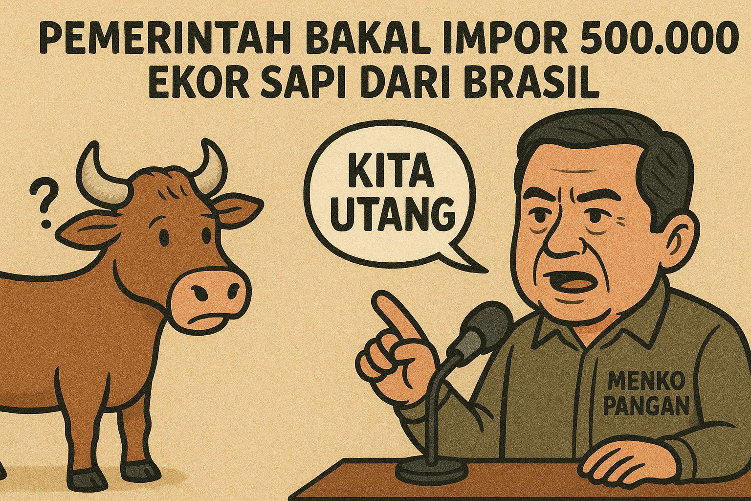 Pemerintah Bakal Impor 500.000 Ekor Sapi Dari Brasil Untuk dibagikan Ke Koperasi Desa